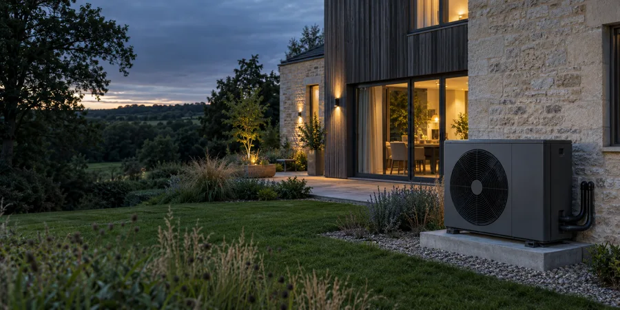 Illustrative contemporary home surrounded by countryside